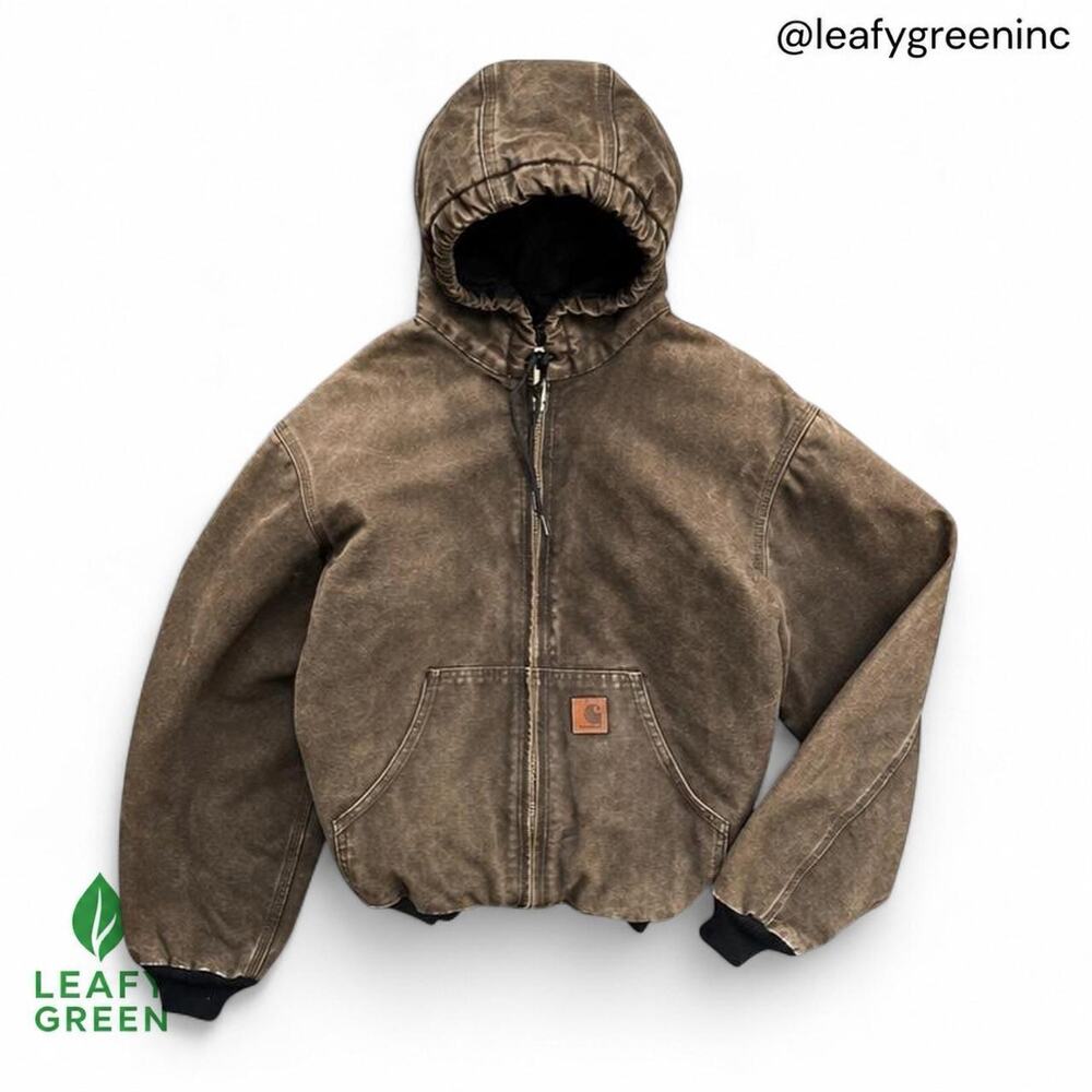 Carhartt J130 DKB Brown Chestnut Quilt Lined Duck Canvas Jacket us sz Zip Up